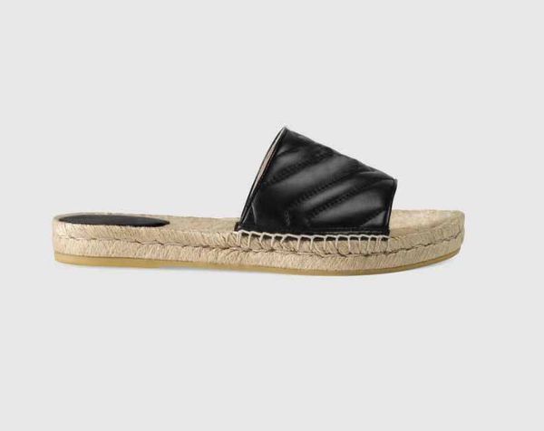

2021 designer g rubber slide sandal floral brocade men slipper gear bottoms leather straw flip flops women striped beach causal slippers wit, Black