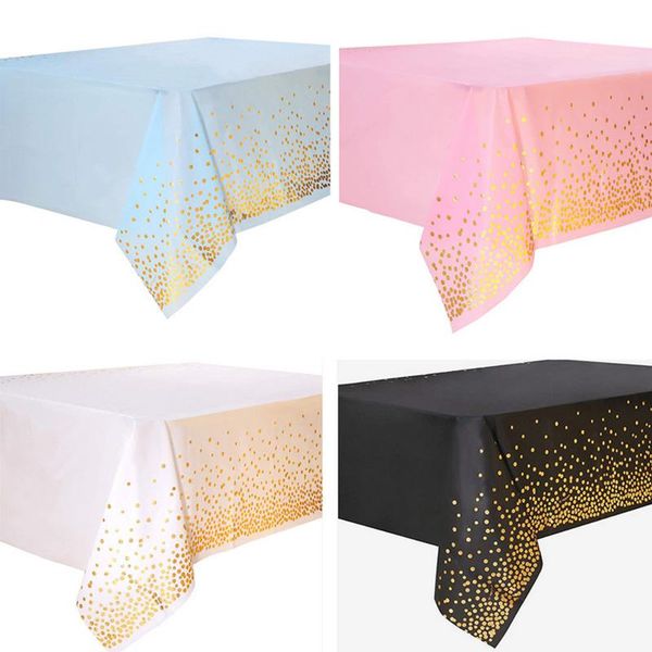 

273*137cm disposable tablecloth gold dot table cloth cover kids birthday party decoration wedding baby shower supplies 1pc covers