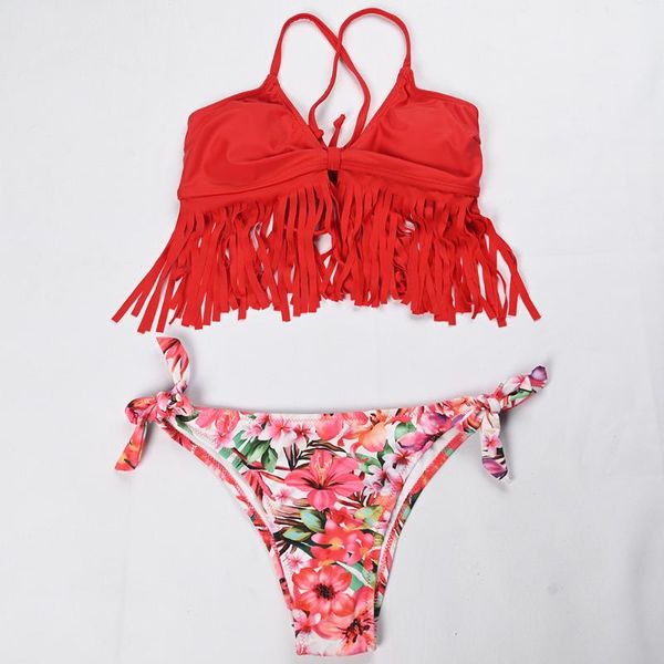 

women's swimwear 2021 swimsuit tassel design strappy sling bikini two piece bathing suit summer backless outfits, White;black