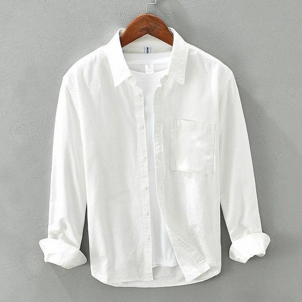 

men's casual shirts long-sleeved lapel shirt youth pocket embellished top, White;black