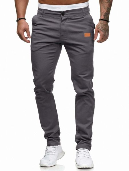 

men slant pocket patched detail pants 34fb#, Black