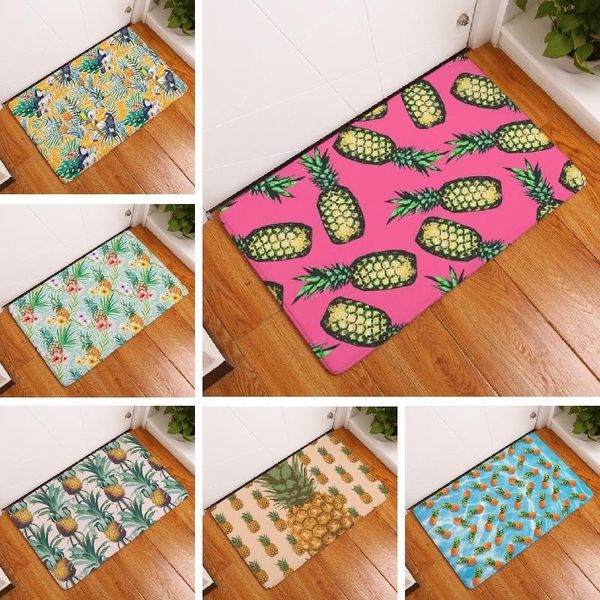 

carpets floor mat ananas pineapple printed suede doormat home decoration outdoor kitchen bathroom carpet bath toilet rug 40x60cm