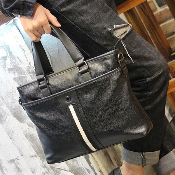 

briefcases fashion genuine leather men a4 office bag handbag business casual men's travel 14" lapshoulder bags tote briefcase