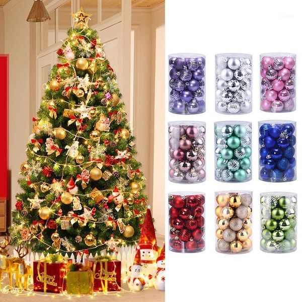 Parti Dekorasyonu 34pc/1 Set Süs Noel Ağacı Top Dekorasyonları Noel Kırmızı Altın Gümüş Pembe Mavi Asılı Ev Dekoru 40mm