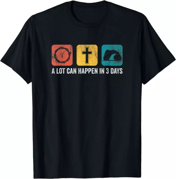 

vintage a lot can happen in 3 days bible easter christian t-shirt s - 5xl, White;black