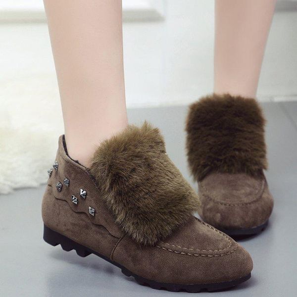 

boots 2021 fashion trend snow women's winter warm frosted flat heel short, Black