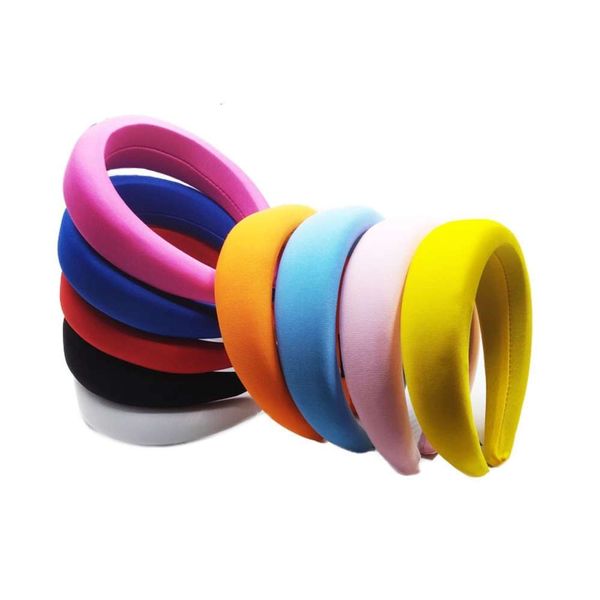 

ins net red sponge fluorescent color wide hairband fabric headband hairpin, Silver