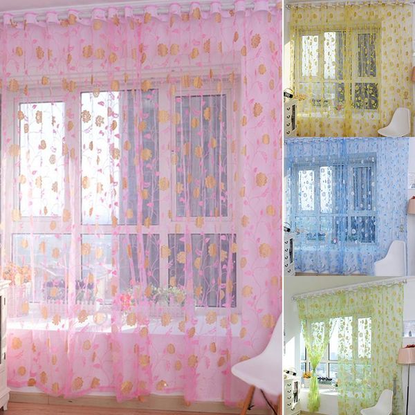 

bronzing curtains embroidered floral lace living room curtain tulle screen biparting open french window thin & drapes
