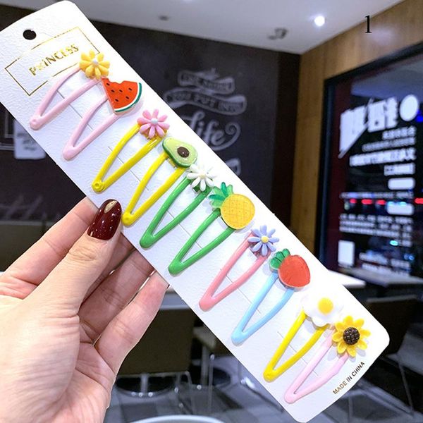 

hair accessories 10pcs/set girls cute fruit hairpins sweets colorful kids cartoon barrettes children lovely clips headwear, Slivery;white