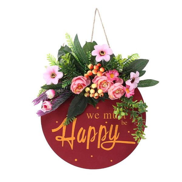 

party decoration wooden welcome sign round floral wall front door decor with letters handmade rural hanging ornament for home fence gr5