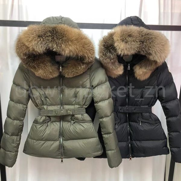 

fashion womens winter outdoor leisure sports down jacket white duck windproof parker collar cap warm real the fox fur stylish classic advent, Black