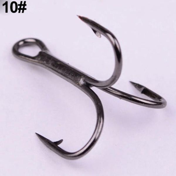 

fishing hooks 100pcs high carbon steel treble 7 size 2/4/6/8/10/12 black fishhook tackle round bend for bass fishhooks