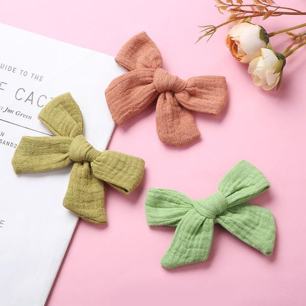 

baby hair clip cotton linen girls bows accessories pleated infant candy color hairpins toddler princess barrettes 2pcs/lot, Slivery;white