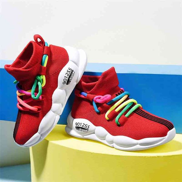 Scarpe per bambini Maglia antiscivolo Scarpe per neonati per bambini Morbide e comode Sneakers per bambini Moda Ragazzo Ragazza Scarpe sportive arcobaleno 210329