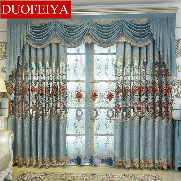 

curtain & drapes curtains for living room valance bedroom custom european chenille villa window doors with hollow embroidered