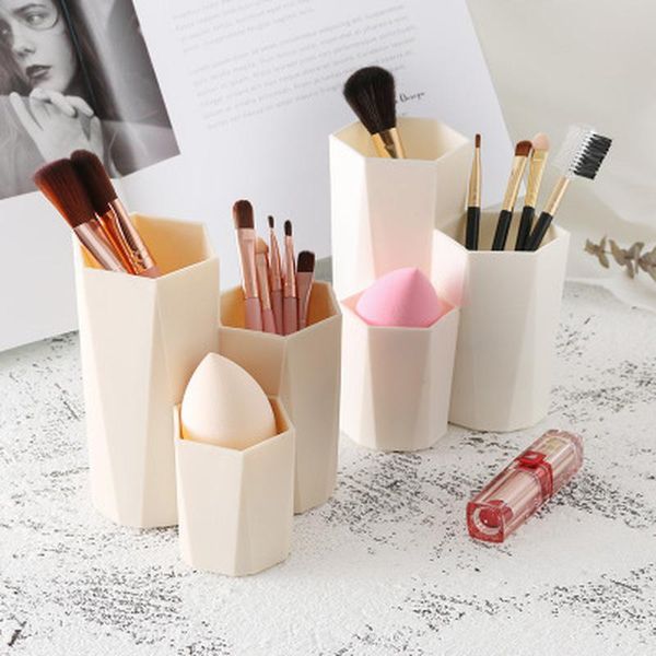 

storage boxes & bins 3 lattices cosmetic make-up brush box makeup nail polish holder make up tools pen rack table organizer