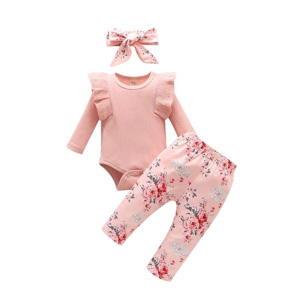 

clothing sets 0-2yrs baby girls clothes suits soft kids long sleeve romper pants headband 3pcs spring autumn set, White