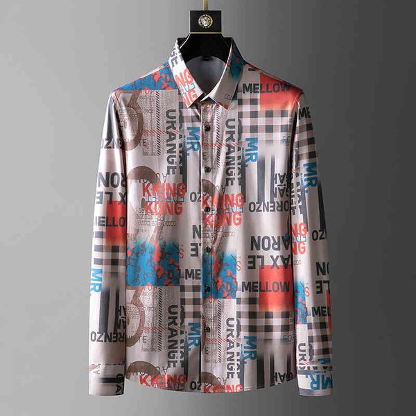 

men's casual shirts red shirt party social occasion suit club men's long sleeve printed italian, White;black