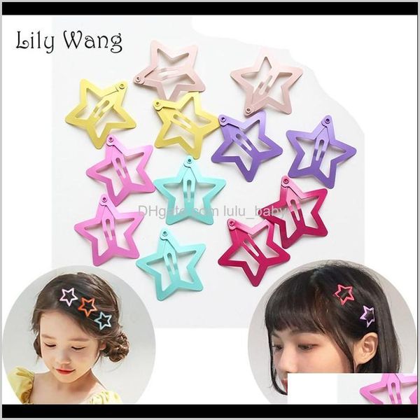 

32mm star shape metal children snap clips barrettes girls cute pins kids candy color hairpins e8f9j j1btl