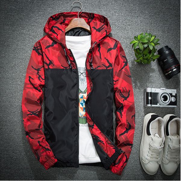

2021men wear camouflage et slim handsome spring autumn hoodie casual solid color splicing large size baseball cloth, Black;brown