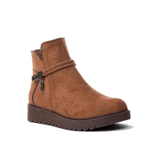 

boots women zippered casual snow ladies winter fashion warm ankle comfy, Black