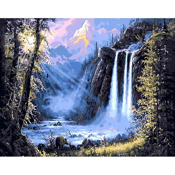 

paintings painting by number landscape waterfall oil picture acrylic paints handmade color drawing 40x50 frame on canvas decor