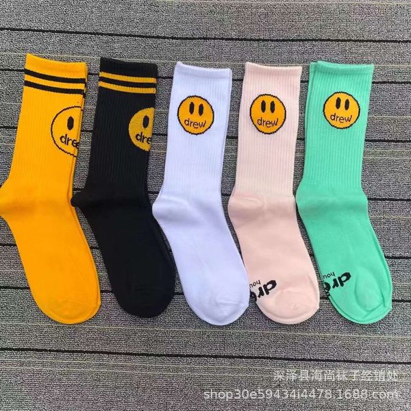 

same smiling face street fashion socks, medium cotton, Black;white