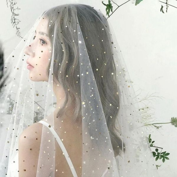 

bridal veils european and american white short shiny xingx elegant fashion beautiful bride double layer veil soft yarn strip hair comb black