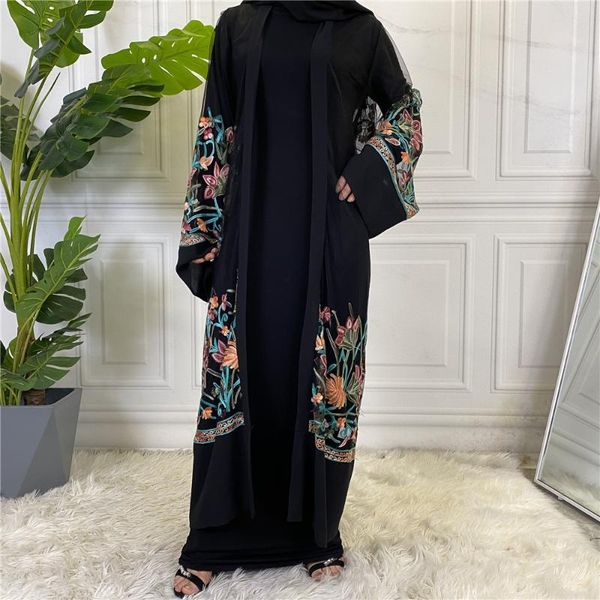 

ethnic clothing muslim woman's dress fashion women's cardigan embroidery muslin robe middle east arab dubai long donsignet, Red