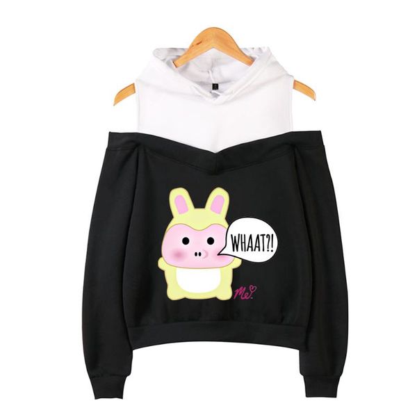 

women's hoodies & sweatshirts moriah sweatshirt women magan long-sleeved off-shoulder hoodie loose streetwear for girl, Black