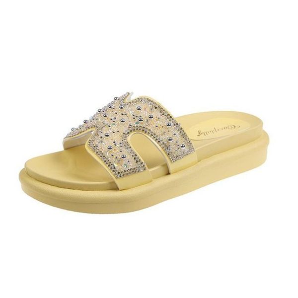 

slippers women's shoes 2021 summer net red thick-soled h fairy style flat-bottomed travel vacation beach, Black