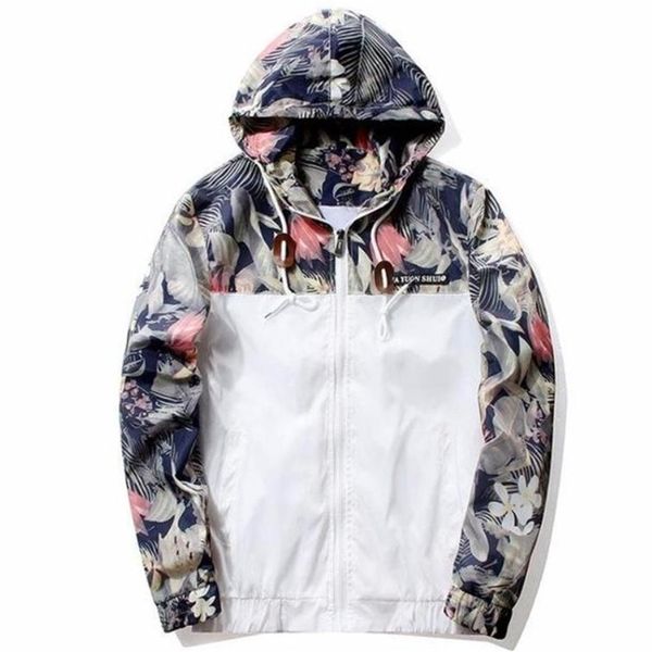 

qsuper spring autumn floral jacket men slim fit flowers pilot coat men's hooded s us size 210811, Black;brown
