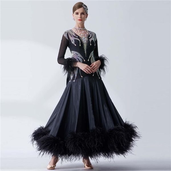 

stage wear b-19526 yundance pearl silk national standard modern dance dress ballroom party for competition, Black;red