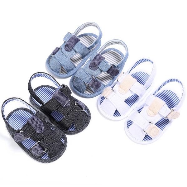 

first walkers summer baby boys jeans denim flat cut-outs shoes toddler stripe printing soft comfortable shl070
