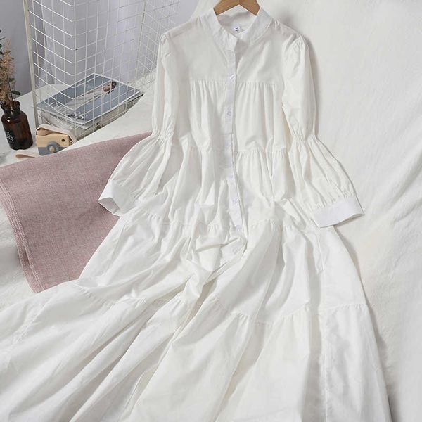 

vanovich fashion women dress korean style solid color cotton ladies summer long sleeve casaul clothing 210615, Black;gray