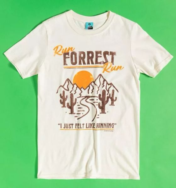

official forrest gump run forrest run ecru t-shirt, White;black
