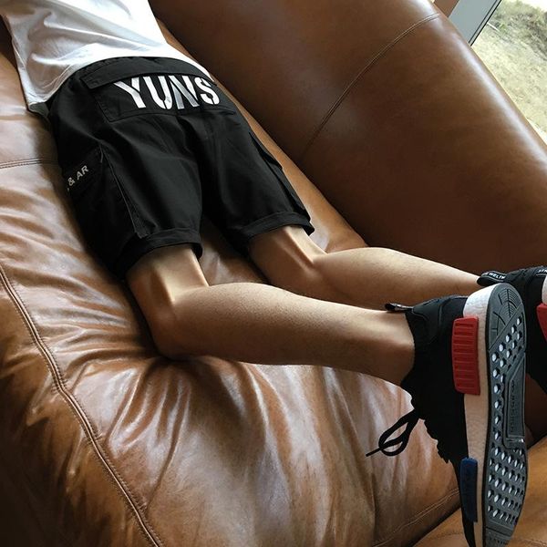 

men's shorts 2021 tooling loose five-point korean casual, White;black