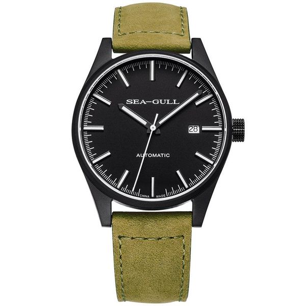 

wristwatches seagull 819.22.5121h vintage military wristwatch noctilucen automatic mechanical waterproof of 50m men's watch sapphire cr, Slivery;brown