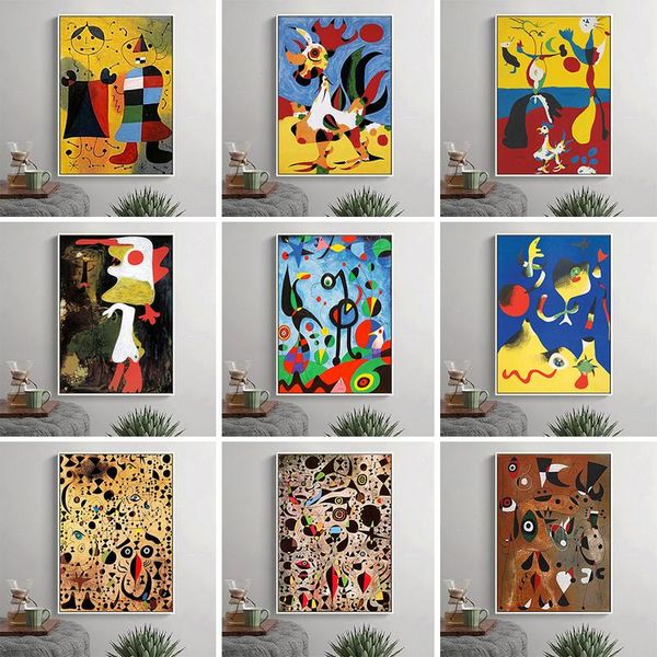

paintings famous joan miro abstract watercolor canvas painting posters and prints cuadros wall art picture for living room home decoration