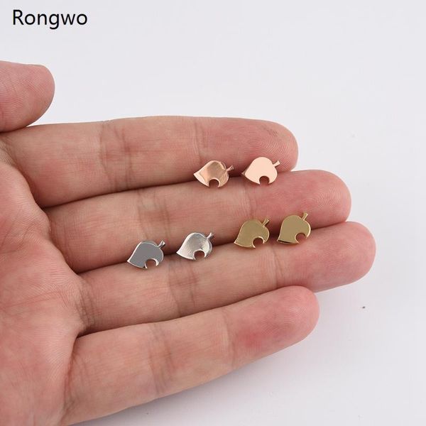 

animal crossing animation game cute small earrings gold silver color leaves stud for woman aesthetic jewelry, Golden;silver