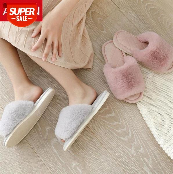 

asifn winter women house furry slippers fashion faux fur warm shoes women slip on flats female home fur slides plush slippers #d25a, Black