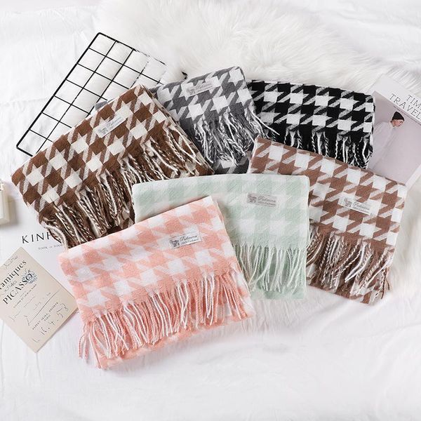 

scarves plaid scarf women's winter 2021 fashion imitation cashmere warm padded shawl super neck guard, Blue;gray