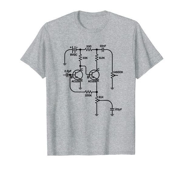 

fuzz pedal schematic circuit handwired musician gift t-shirt, White;black
