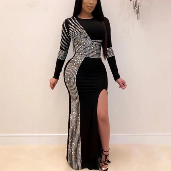 

casual dresses party dress elegant vestidos de fiesta clothes ankle-length woman night maxi for women, Black;gray