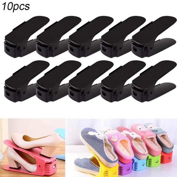 

10pcs durable adjustable shoe organizer clothing & wardrobe storage