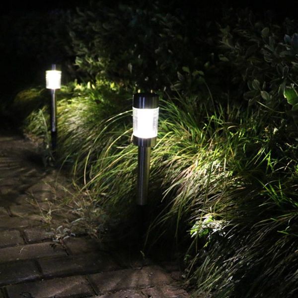 

decorative practical stainless steel super bright solar powered lawn lamp easy install eco friendly spike led ground waterproof lamps