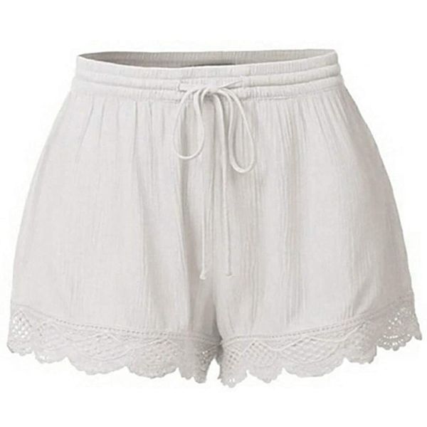 

fashion women shorts summer casual solid drawstring shorts plus size rope tie shorts yoga sport pants leggings trousers, White;black