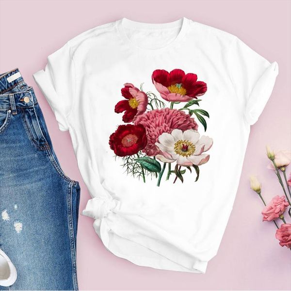 

men graphic flower floral camisas mujer summer autumn fashion lady tees print clothing female t shirt mens, White;black