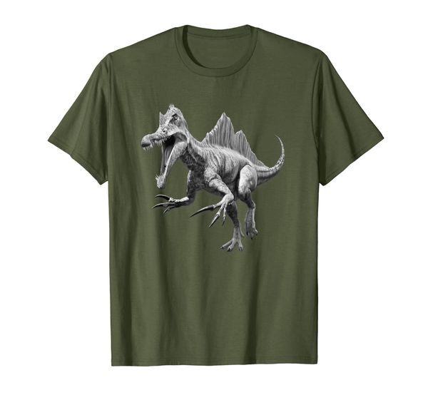 

spinosaurus jurassic dinosaur reptile t-shirt, White;black