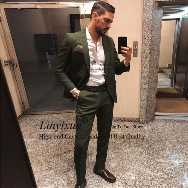 

men's suits & blazers green mens suit formal business slim fit blazer male peaked lapel tuxedo groom wear prom 2 piece terno masculino, White;black